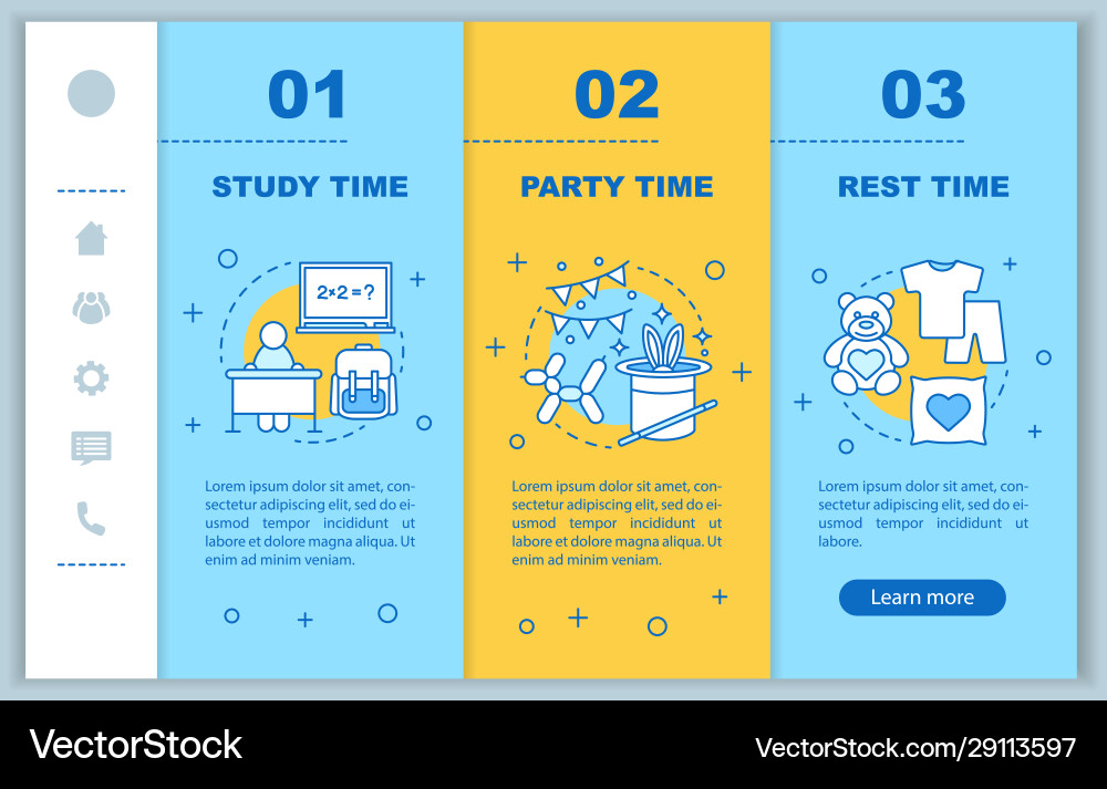 Time management onboarding mobile web pages Vector Image