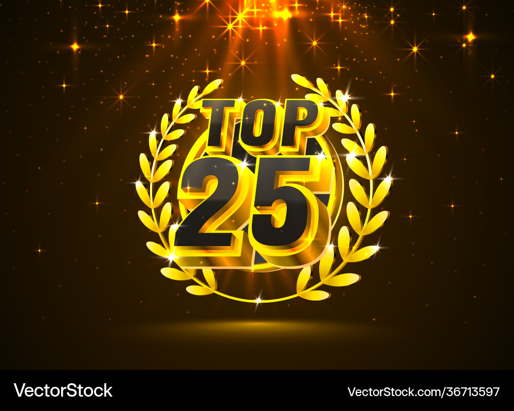 Top 25 best podium award sign golden object Top 25 best podium award sign golden object vektorbild