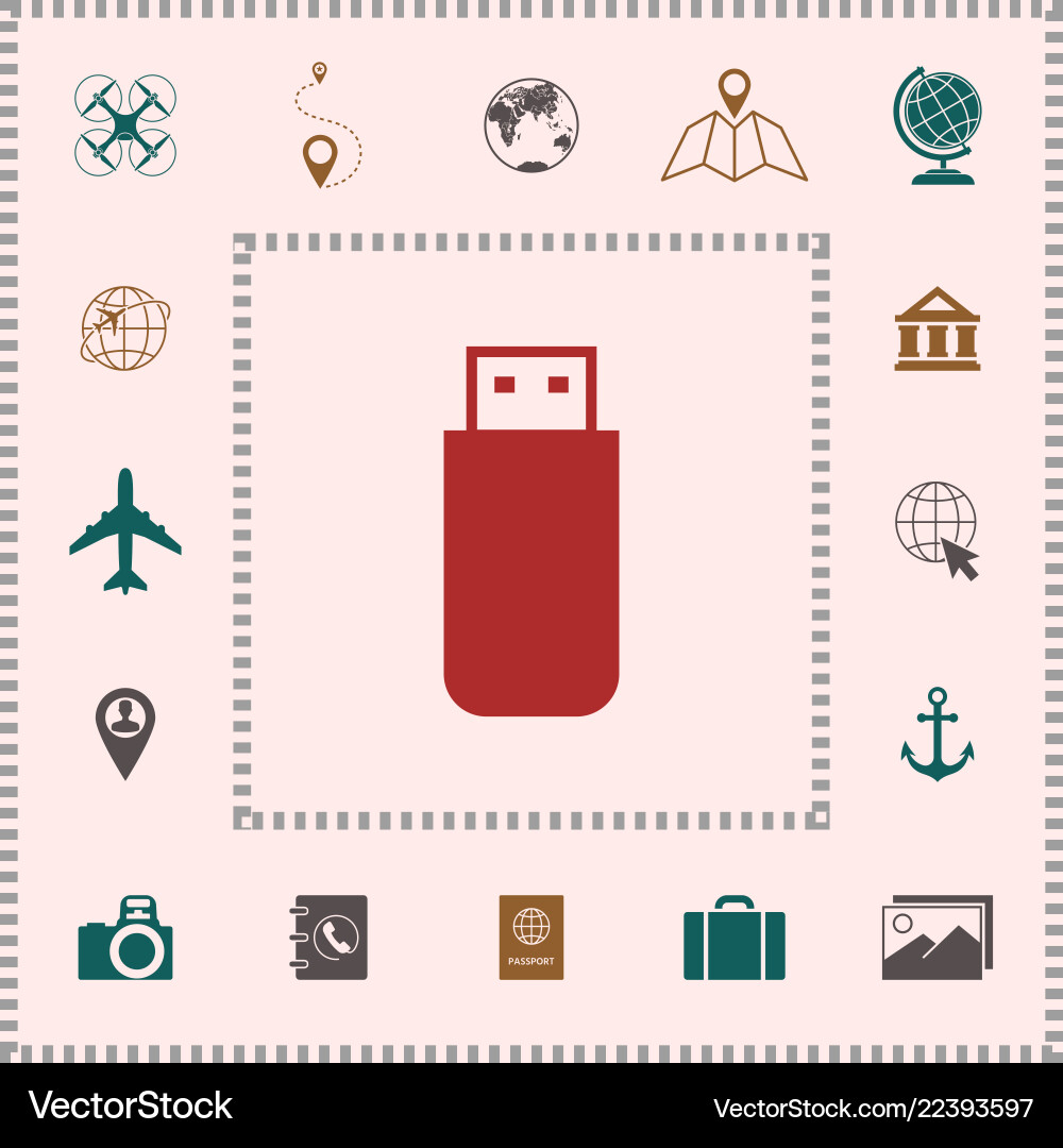 Usb flash memory drive icon elements vector image
