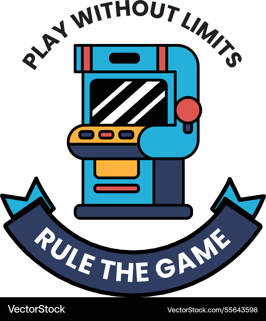 A blue arcade game with red button and yellow A blue arcade game with red button and yellow vector image