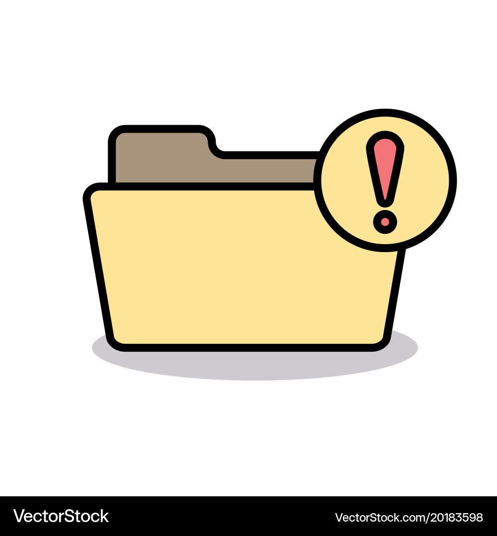 Alert error folder note notice warning icon vector image