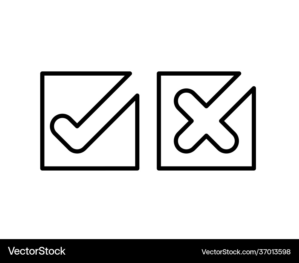 Check marks tick and cross icons yes vector image