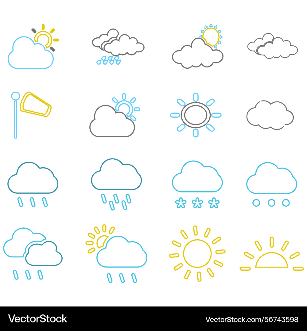 Clouds icons set of in different form Vector Image
