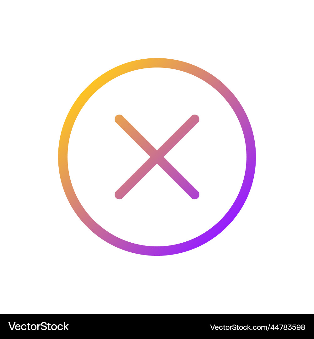 Cross in circle pixel perfect gradient linear ui vector image