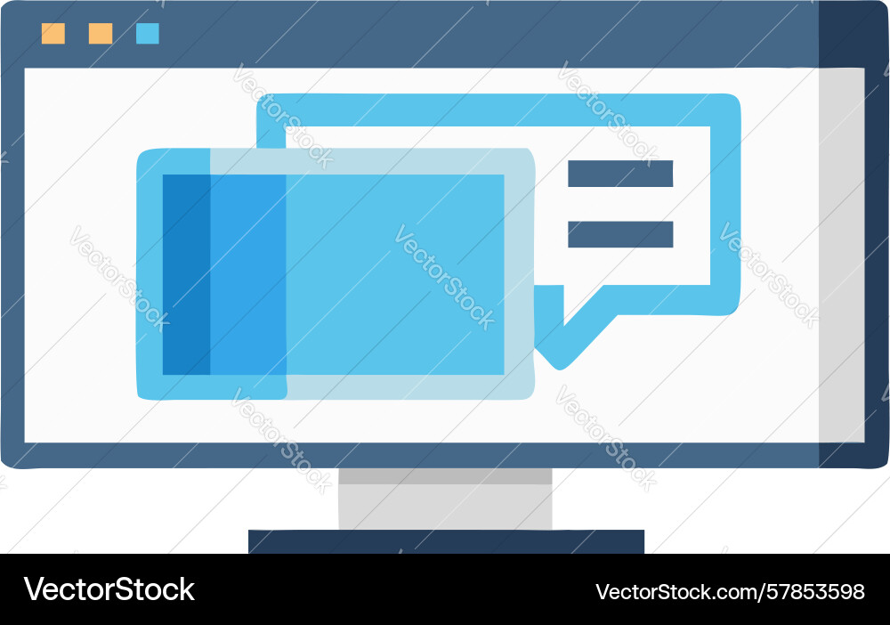 Desktop computer with chat interface icon design vector image