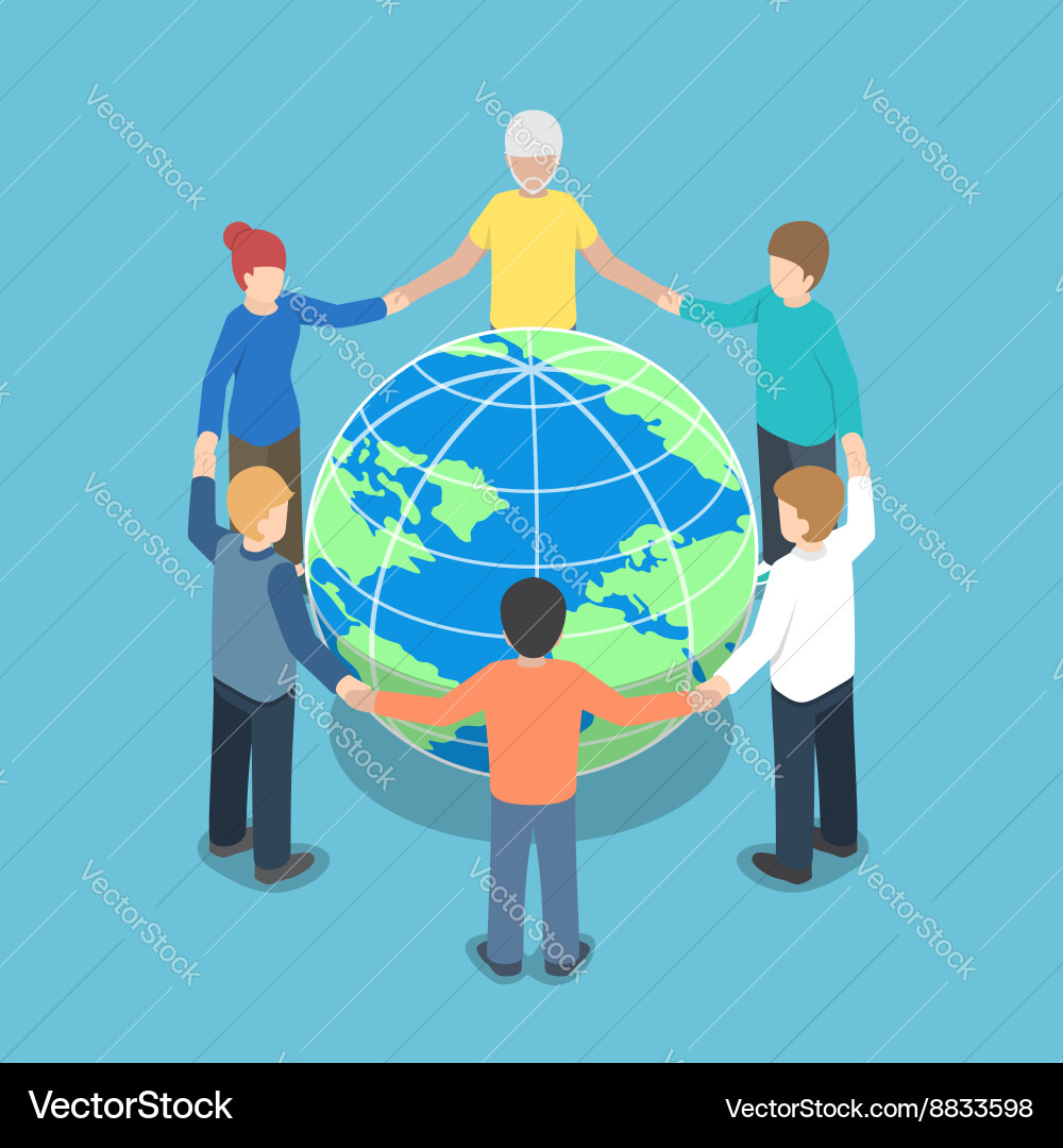 Global Unity - People Holding Hands Vector Image