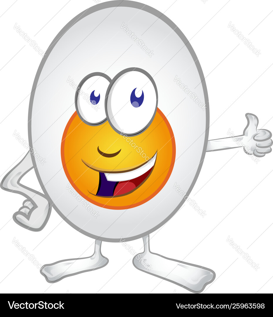 Happy egg cartoon mascot character isolated