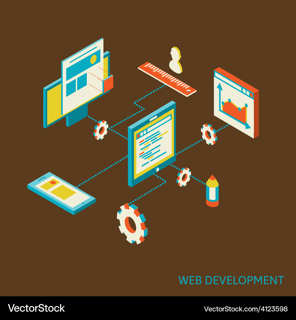 Isometric of website analytics Vector Image