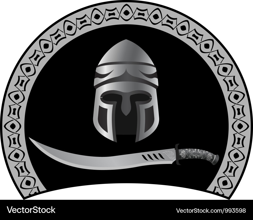 Medieval Helmet with Sword Vector Image