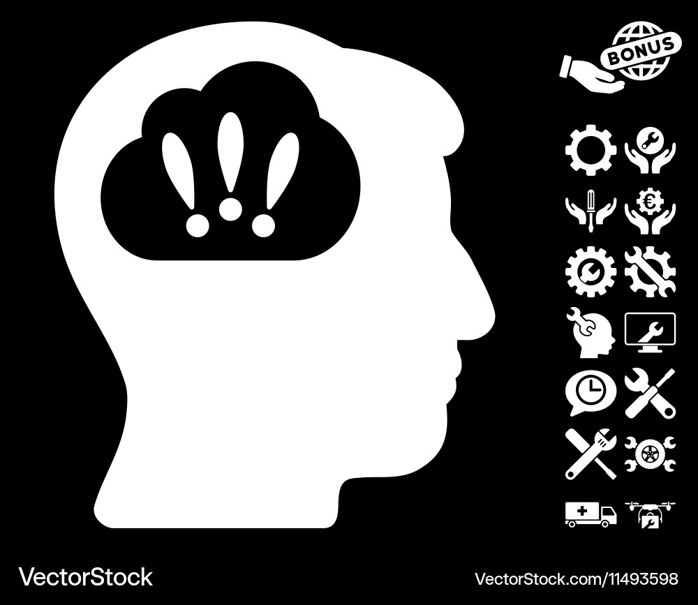 Problem brainstorm icon with tools bonus vector image