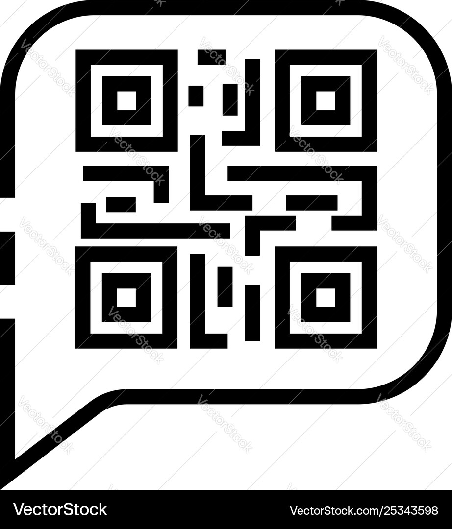 Qr code in chat bubble icon outline style Qr code in chat bubble icon outline style vector image