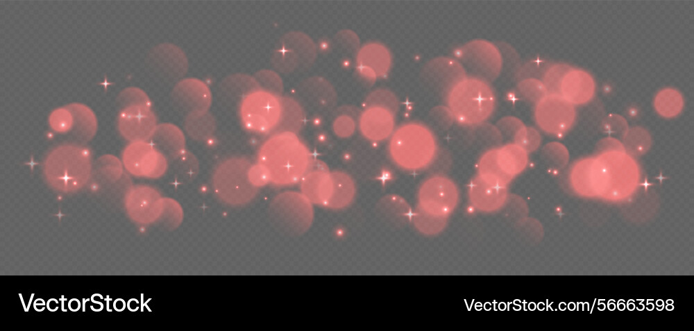 Red bokeh with stars and sparkles shiny overlay vector image