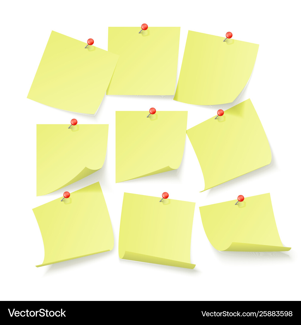 Set yellow office stickers with space for text vector image