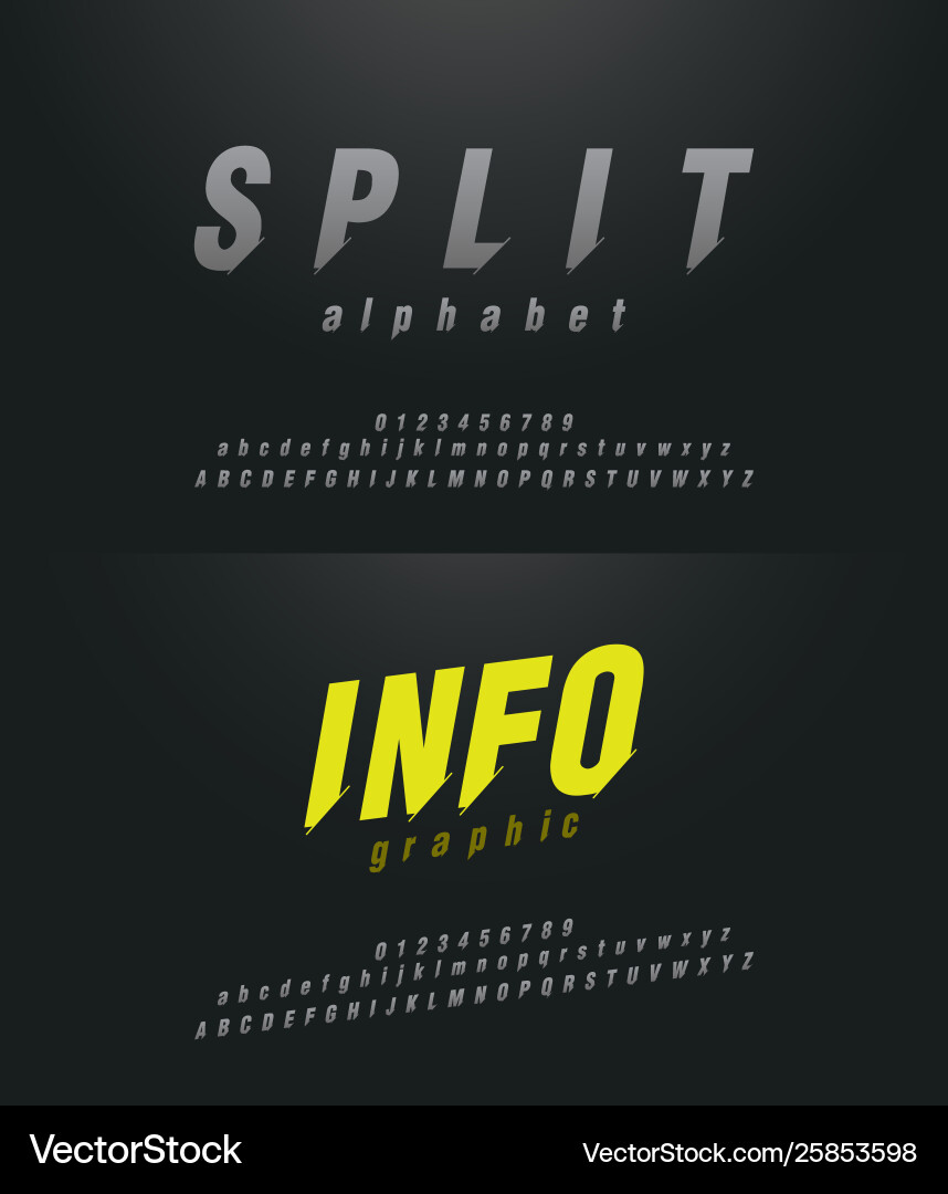 Split Font Set - Modern Abstract Vector Image