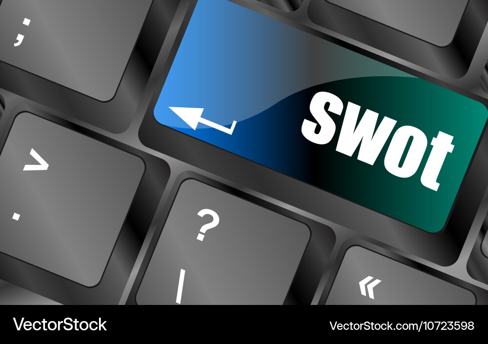 Swot word on computer keyboard key button vector image