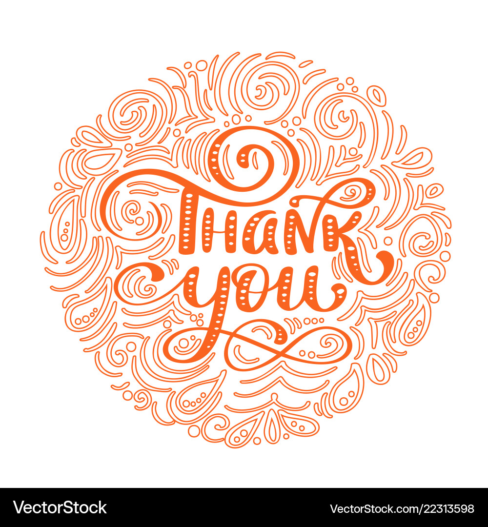 Thank you hand drawn text in round frame trendy Thank you hand drawn text in round frame trendy vector image