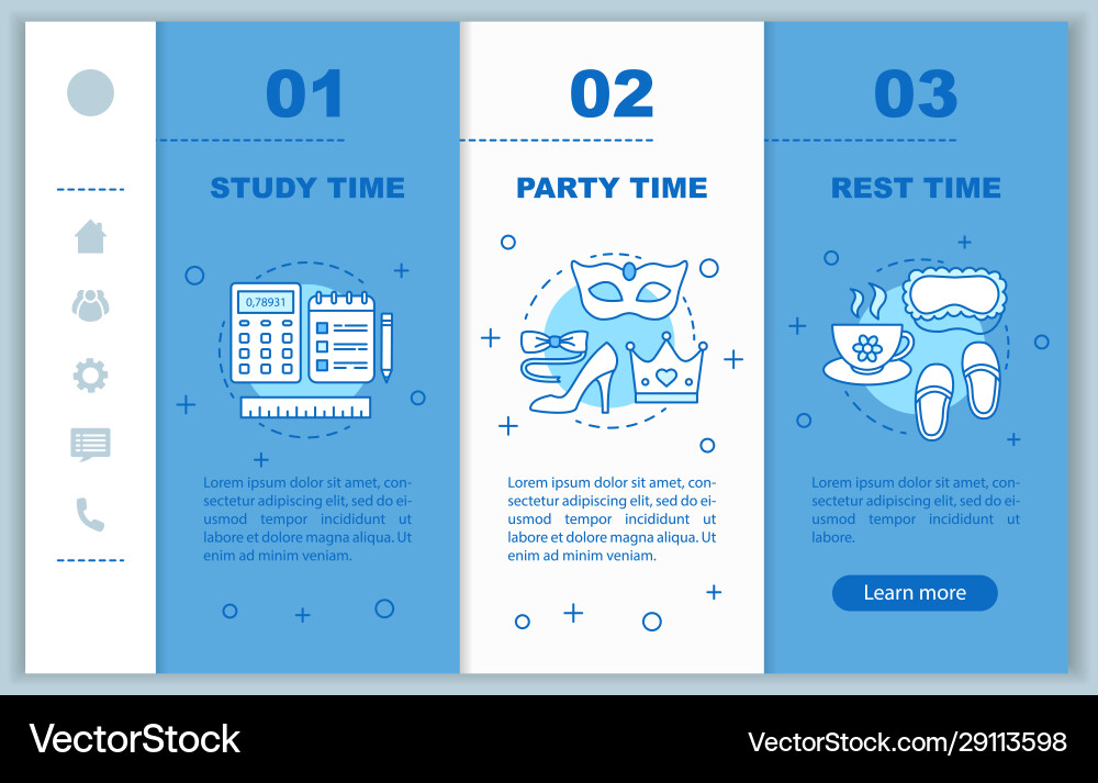 Time management onboarding mobile web pages Time management onboarding mobile web pages vector image