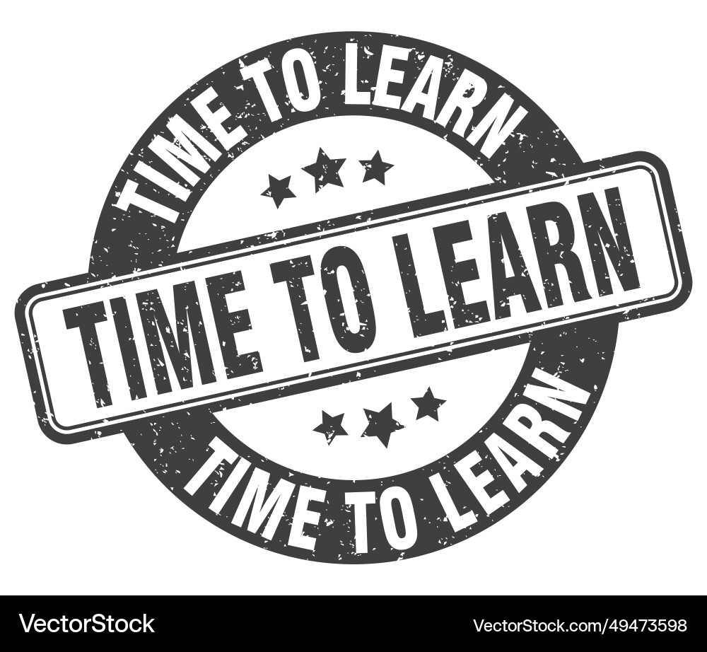 Time to learn stamp label round vector image
