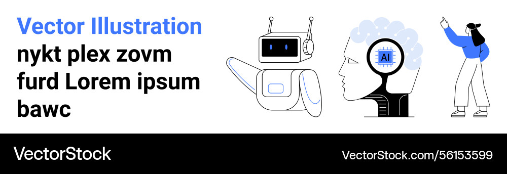 Artificial intelligence concepts with robot human Artificial intelligence concepts with robot human vector image