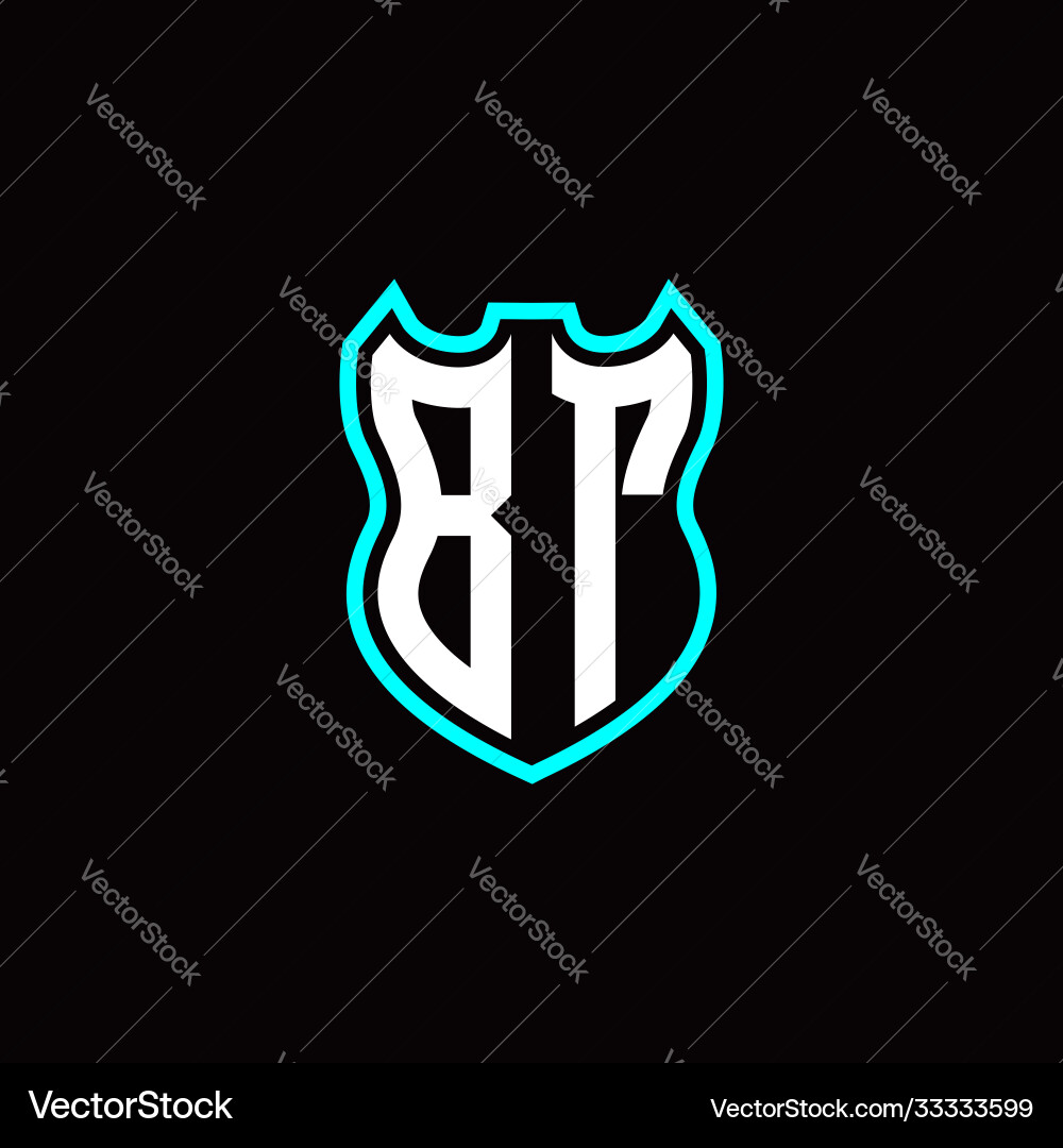 B t initial logo design with shield shape B t initial logo design with shield shape vector image