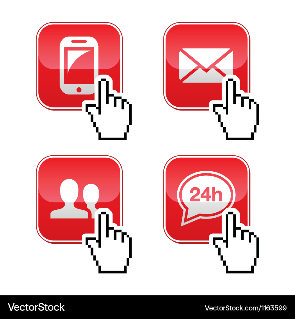Contact buttons set with cursor hand icon Vector Image