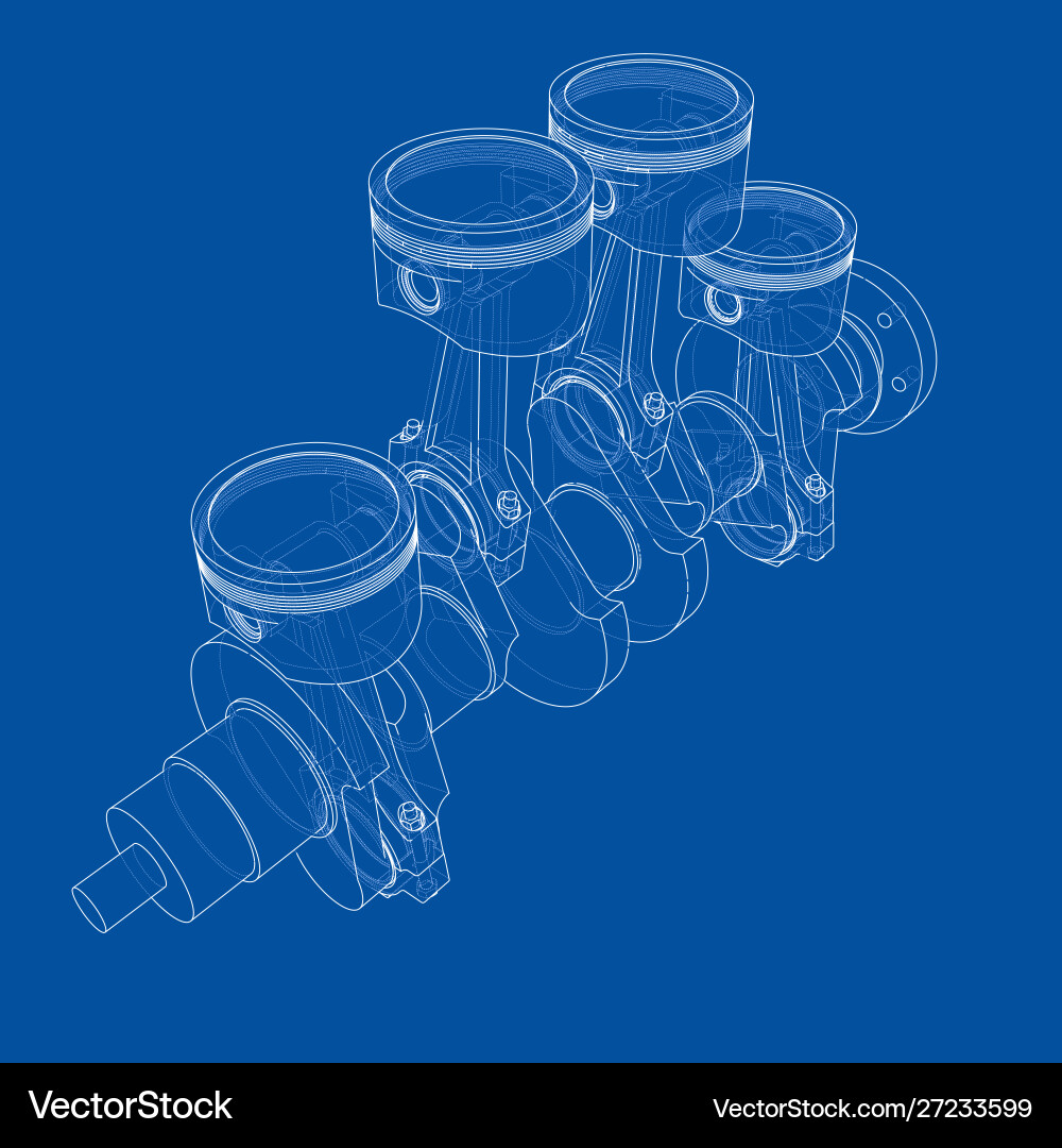 Engine Piston Outline 3D Rendering vector image