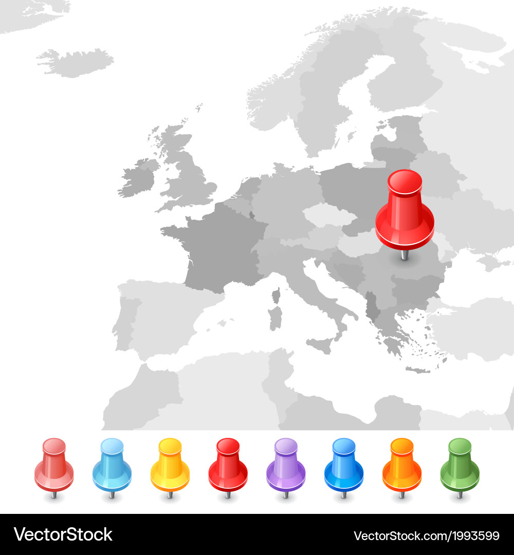 European Map with Country Pointers vector image