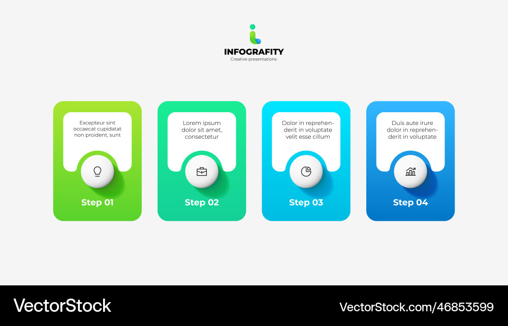 Four banners with circles placed in horizontal row Four banners with circles placed in horizontal row vector image