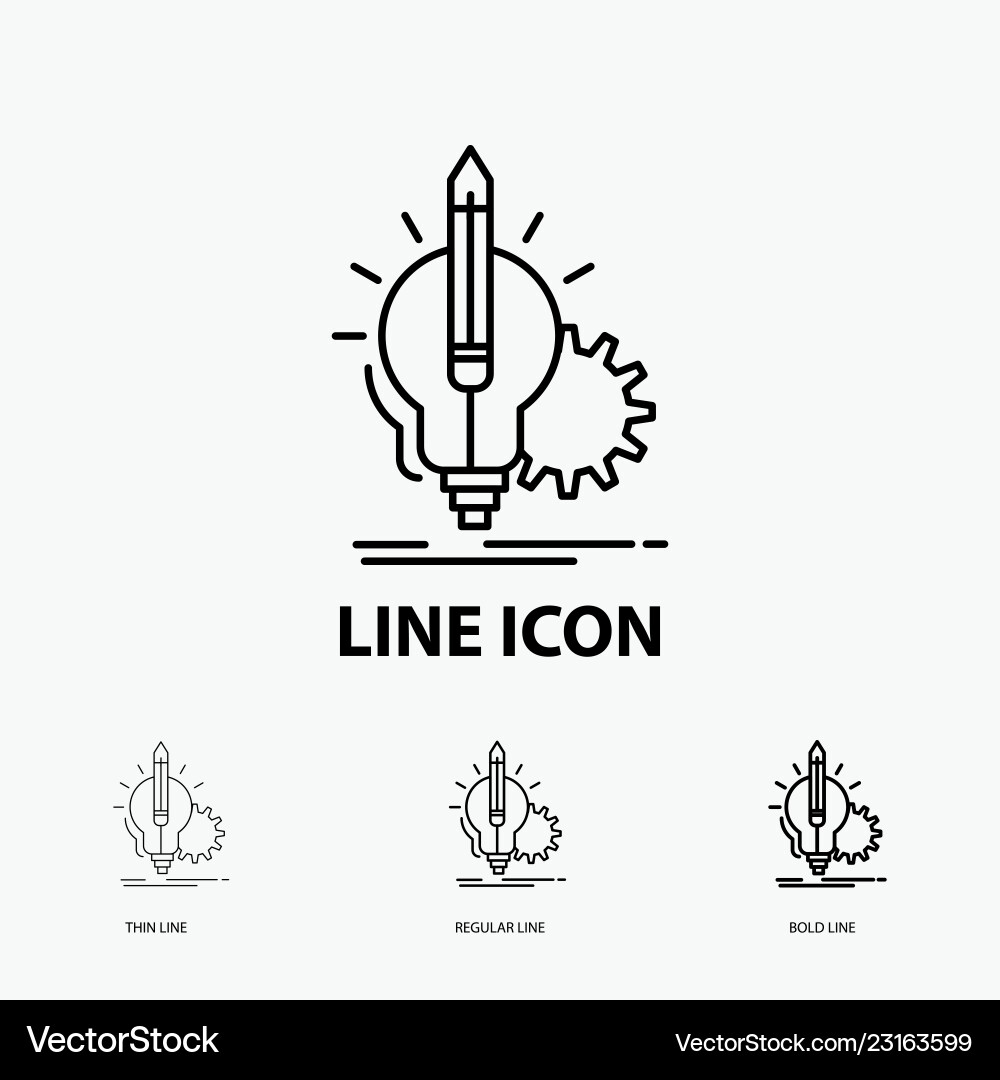Idea insight key lamp lightbulb icon in thin Idea insight key lamp lightbulb icon in thin vector image