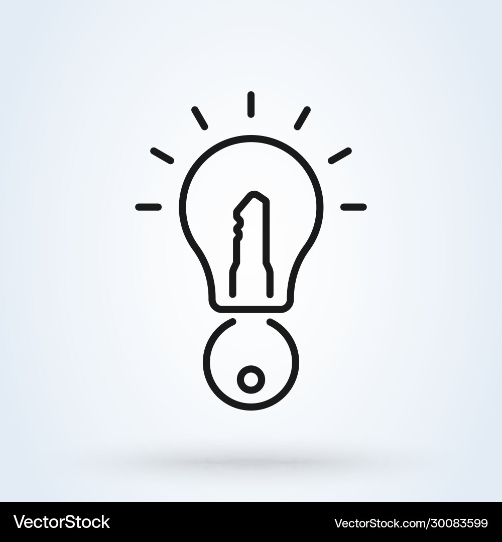Lightbulb Idea with Key Symbol vector image