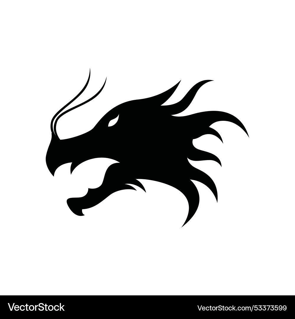 Logo template of fire dragon head and wings Logo template of fire dragon head and wings vector image
