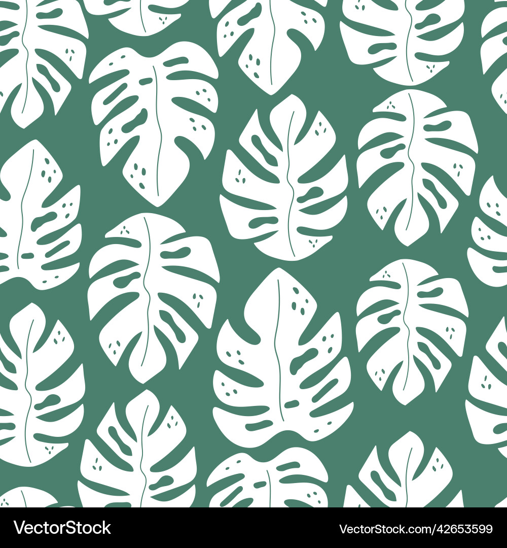 Modern minimal seamless pattern with white palm Vector Image