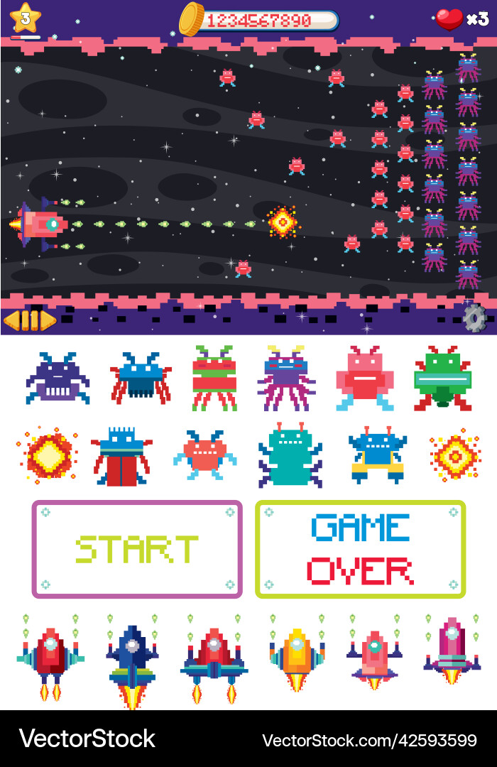 Plattform-Spiel-Interface-Design mit Icons isoliert Plattform-Spiel-Interface-Design mit Icons isoliert vektorbild