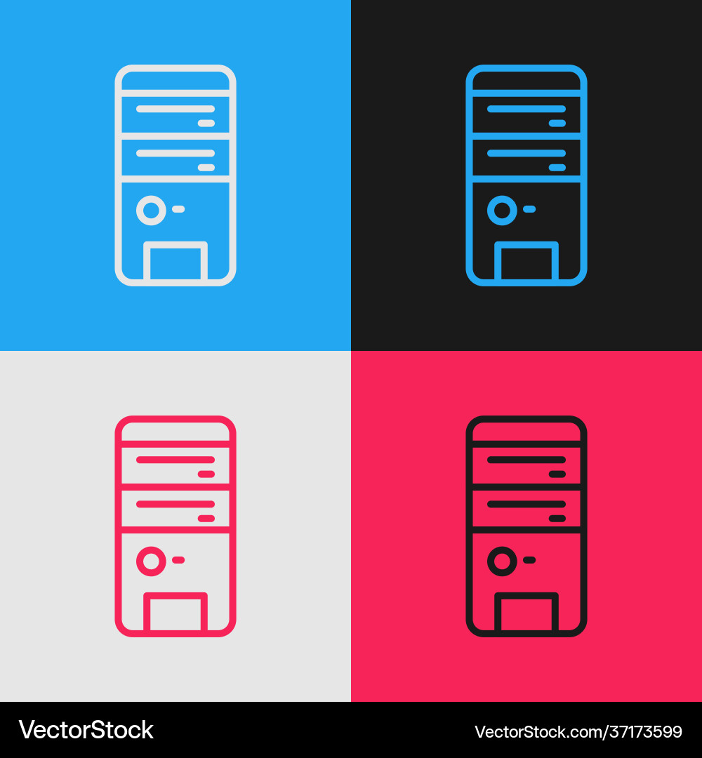 Pop art line computer icon isolated on color Pop art line computer icon isolated on color vector image