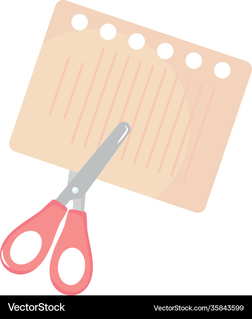 Scissors and notebook page flat style vector image