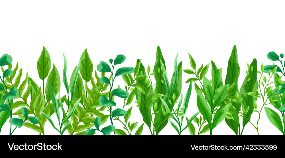Seamless pattern with branches and green leaves Vector Image