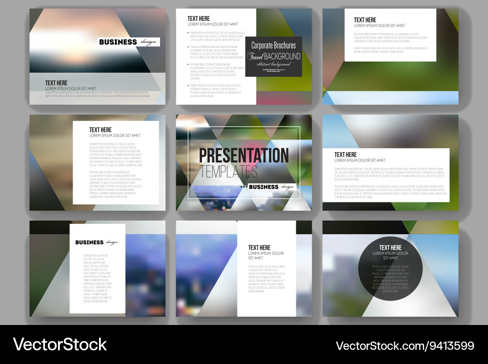 Set of 9 templates for presentation slides vector image