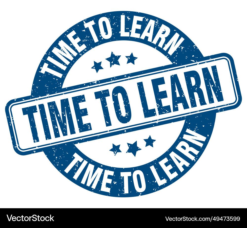 Time to learn stamp label round vector image