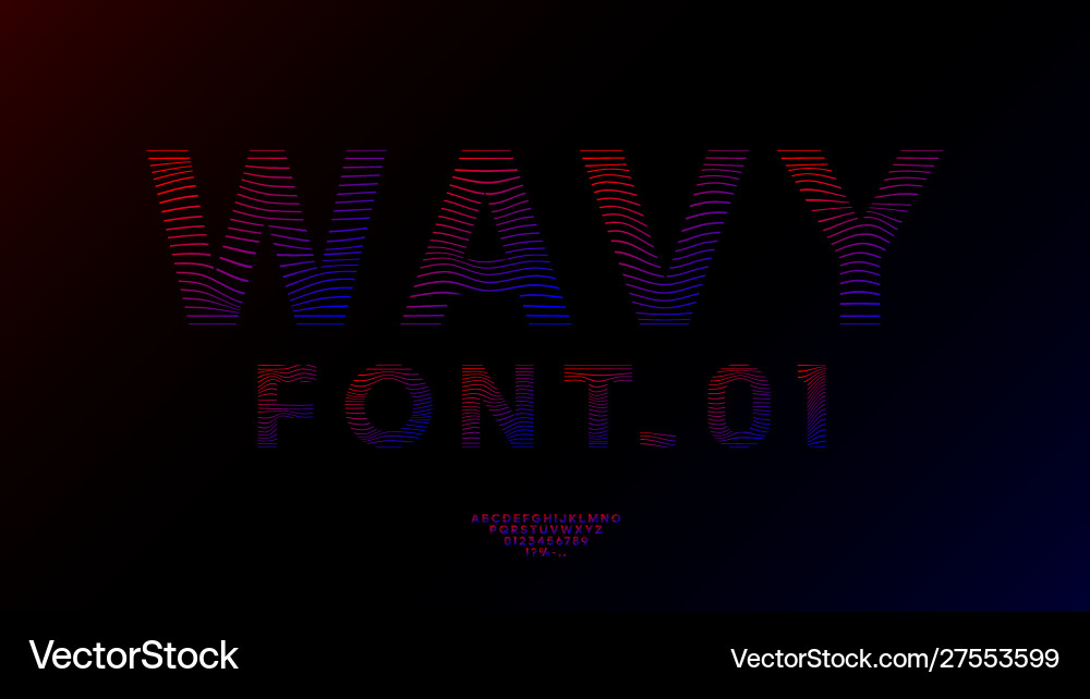 Wavy linear font design neon gradient color vector image