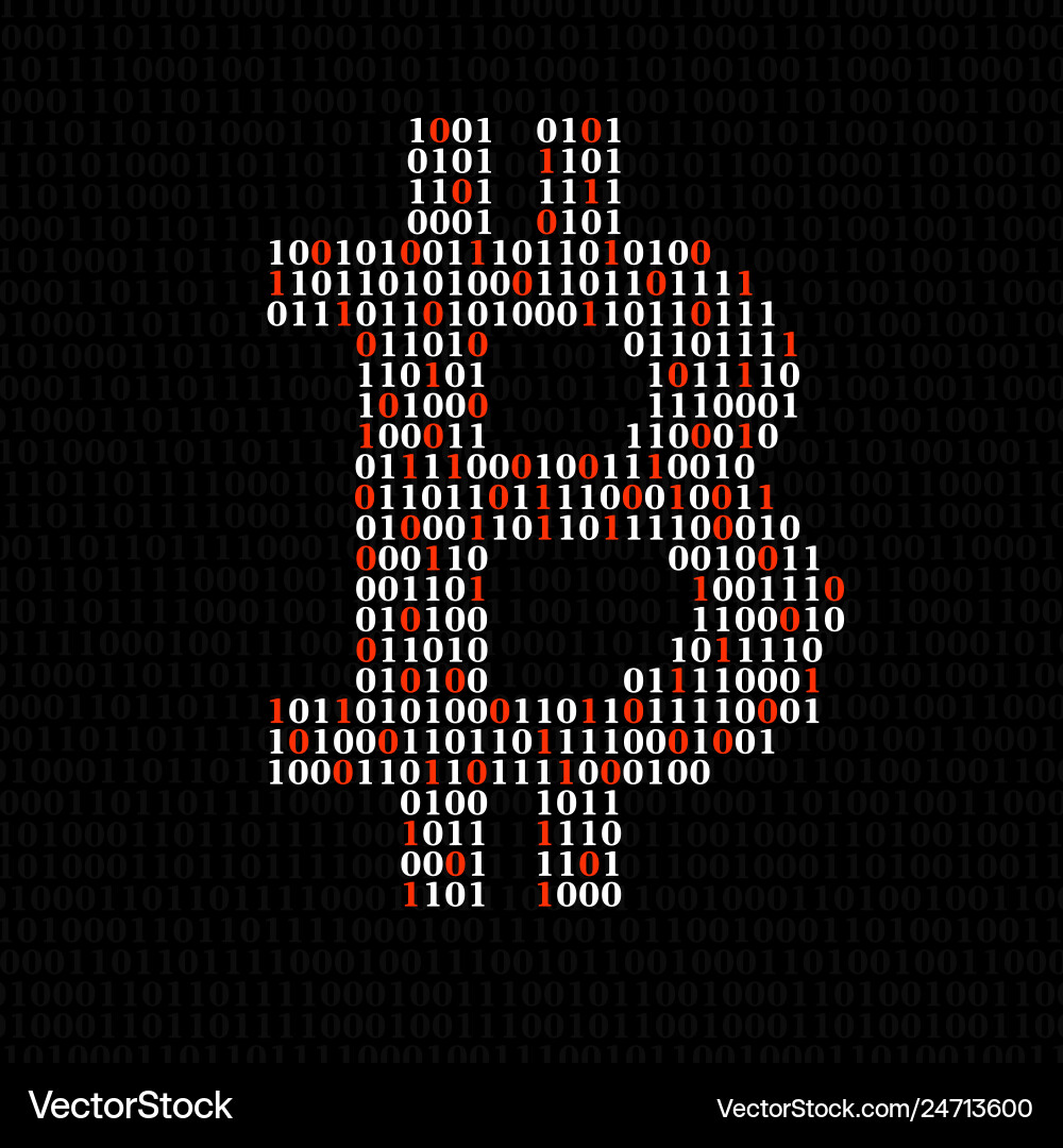 Abstract sign bitcoin of binary code vector image