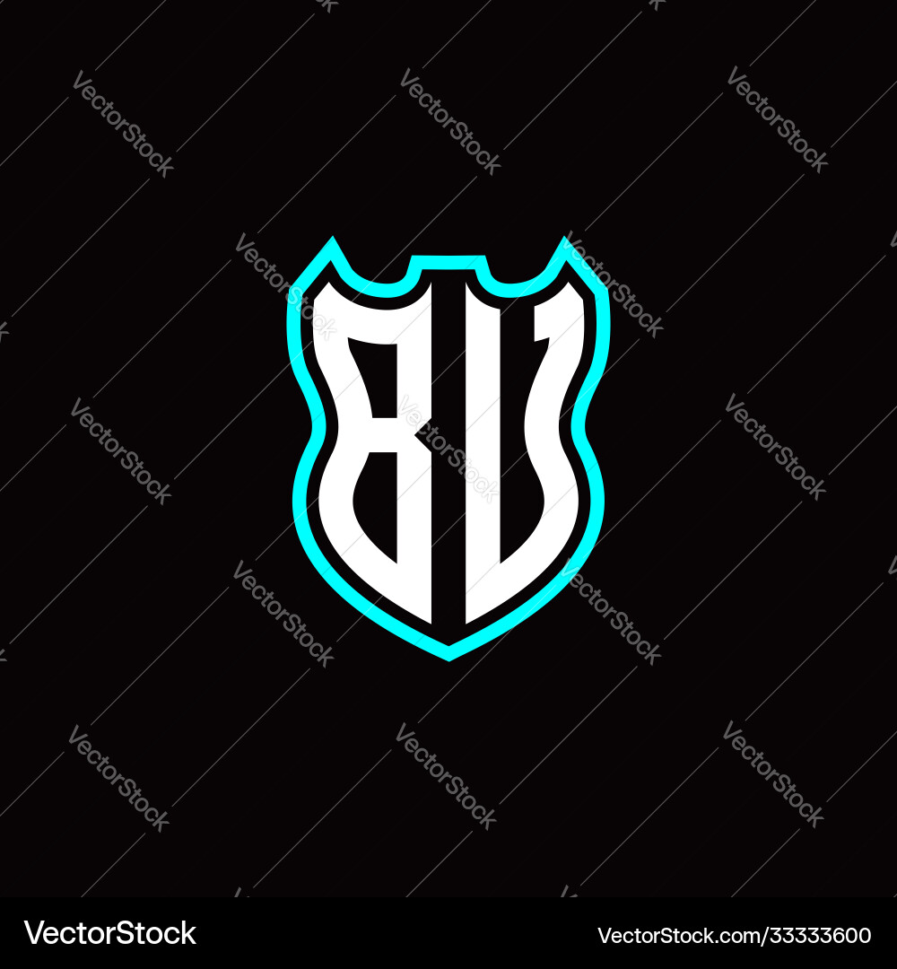 B u initial logo design with shield shape B u initial logo design with shield shape vector image