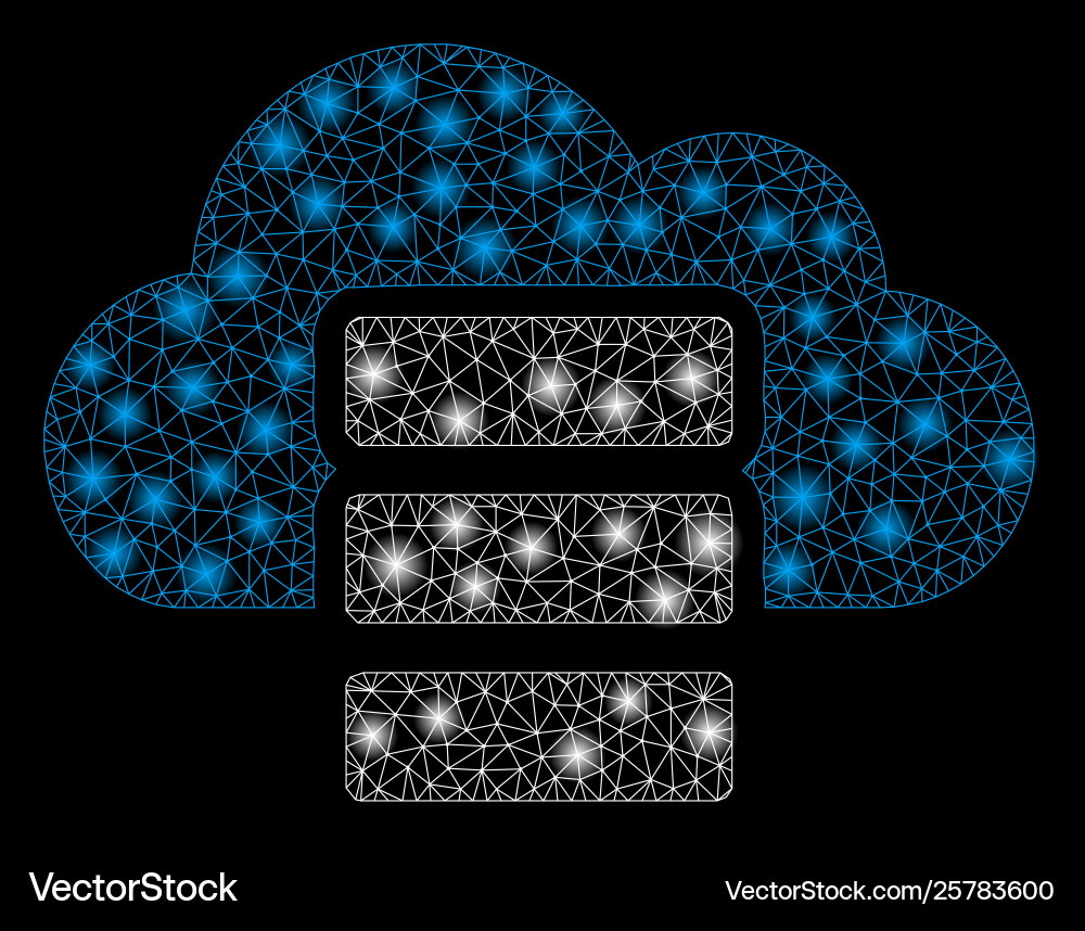 Bright mesh network cloud database with flare Bright mesh network cloud database with flare vector image