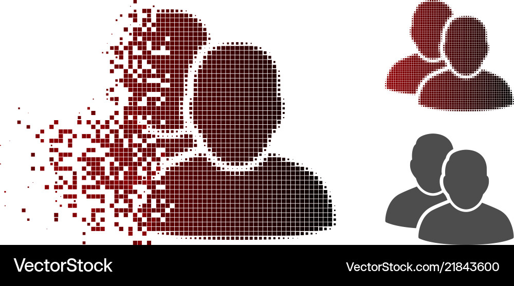 Broken pixel halftone users icon Broken pixel halftone users icon vector image