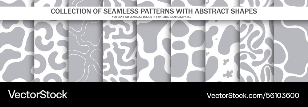 Collection of gray seamless patterns with abstract Collection of gray seamless patterns with abstract vector image