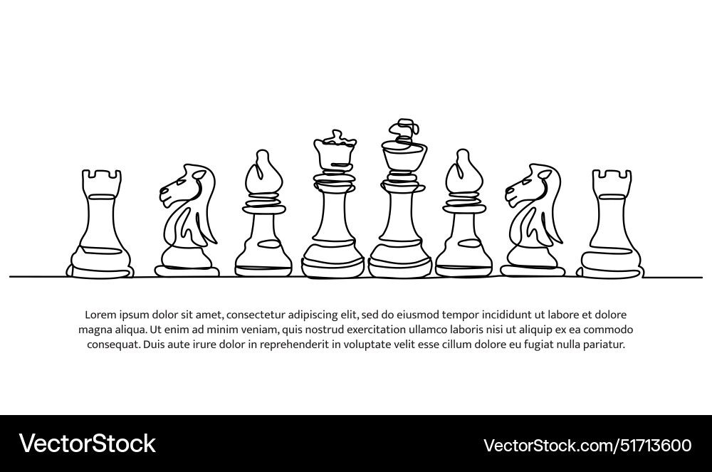 Continuous one line design of chessminimalist Continuous one line design of chessminimalist vector image