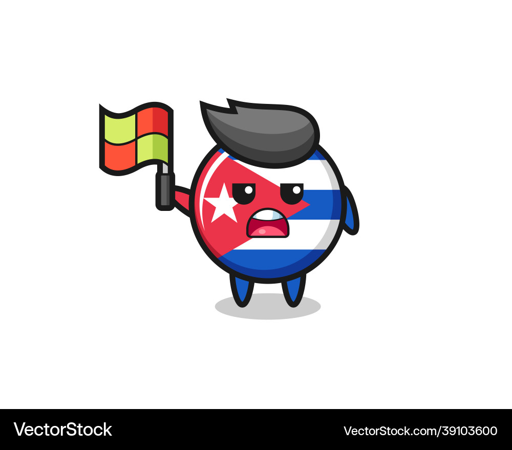 Cuba flag badge character as line judge putting Cuba flag badge character as line judge putting vector image