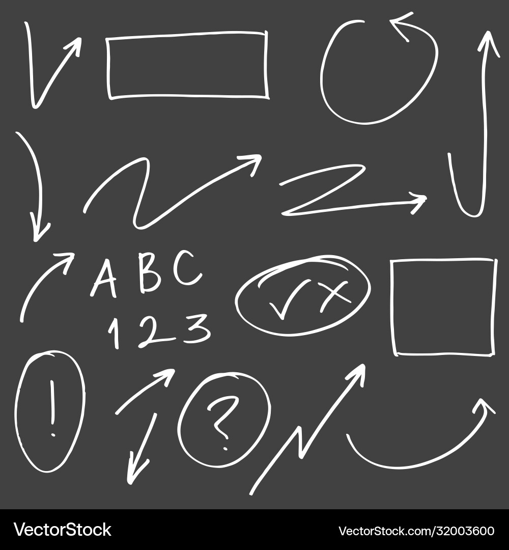 Doodle design element lines arrows check vector image
