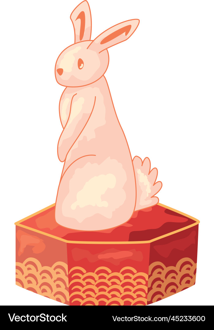 Flat rabbit over a platform Vector Image