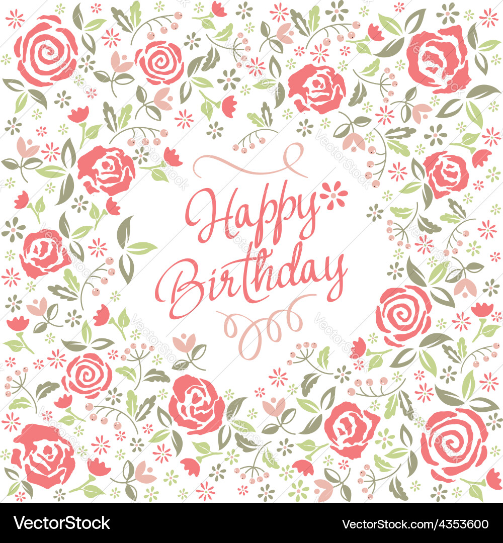 Floral Birthday Rose Vector Image