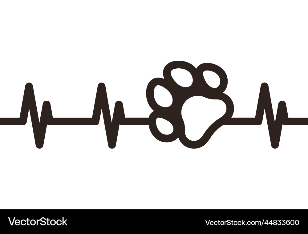 Heartbeat Paw Print Vector Image